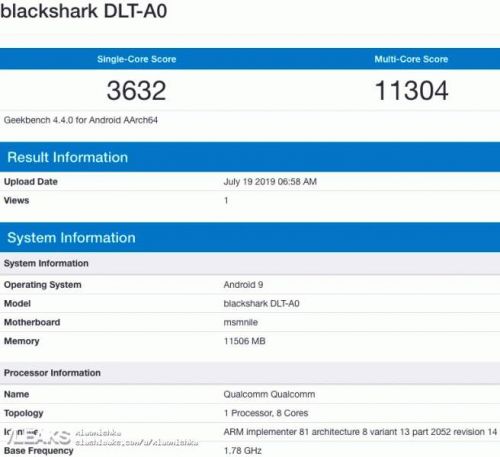 blackshark dlt a0 black shark 2 pro benchmark 12gb sd855